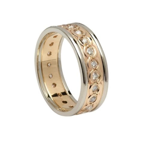 Gents Diamond Set Continuity Wedding Ring with Trims - Boru Jewelry