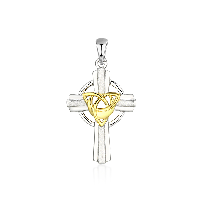 Trinity Two Tone Celtic Cross - Satin Finish